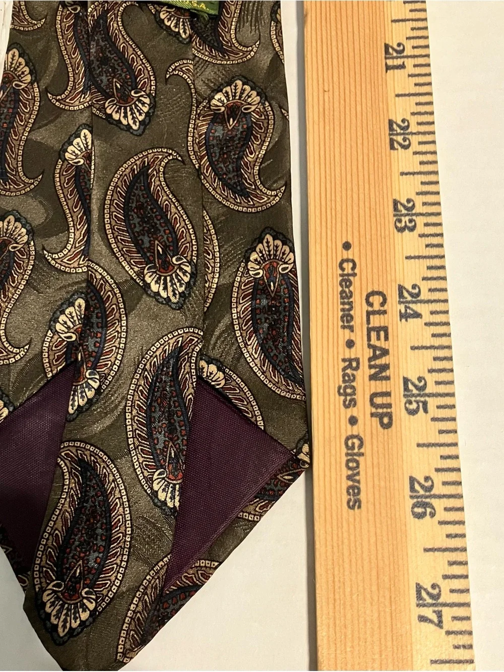 Boston Traders Olive Paisley Silk Tie with Brown and Cream Accents